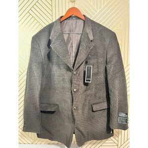 Zagato Men's Chevron Plush Corduroy 3-Button Blazer Jacket Brown Size 48R NWT